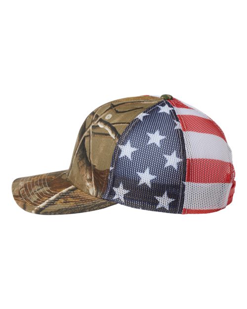 Kati camo printed American mesh trucker hat