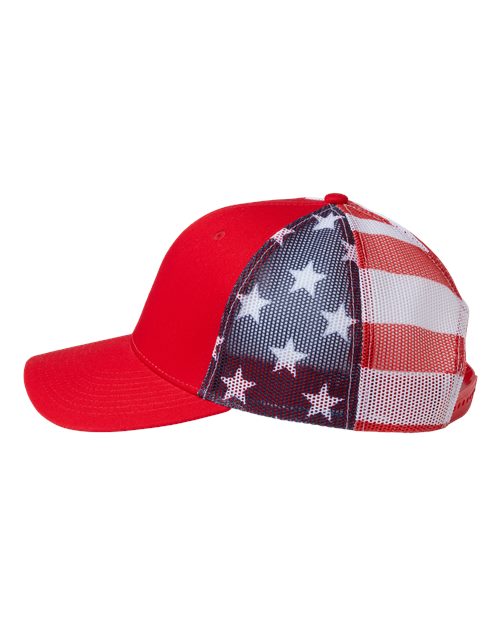 Kati red printed American mesh trucker hat