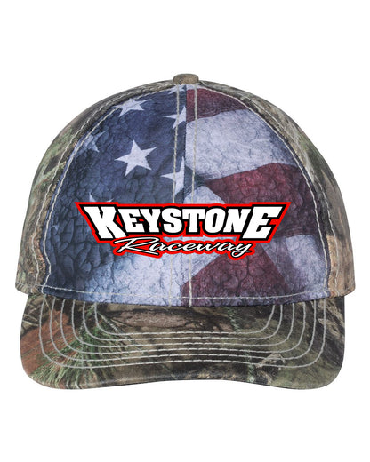 Outdoor Cap Camo with Flag Sublimated Front Panels Cap