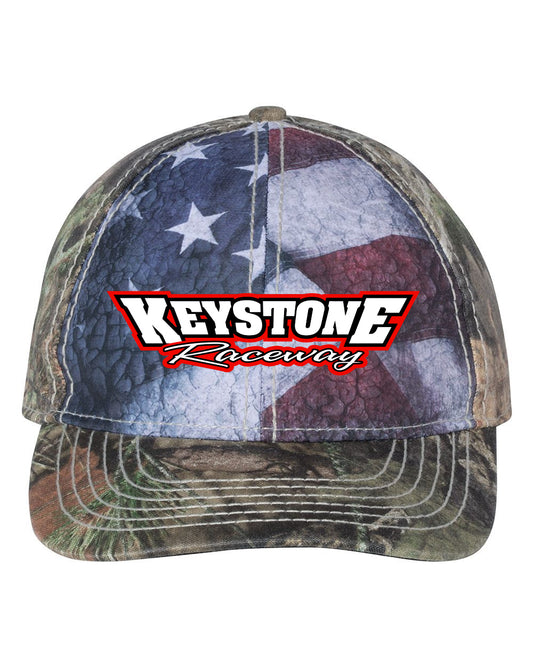 Outdoor Cap Camo with Flag Sublimated Front Panels Cap